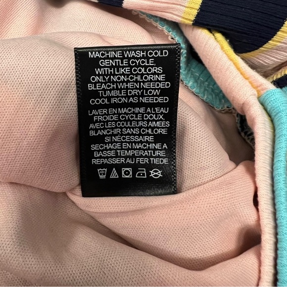 AFRM Pink, Black, and Teal Horizontally Striped Bodysuit Size M - Picture 7 of 9